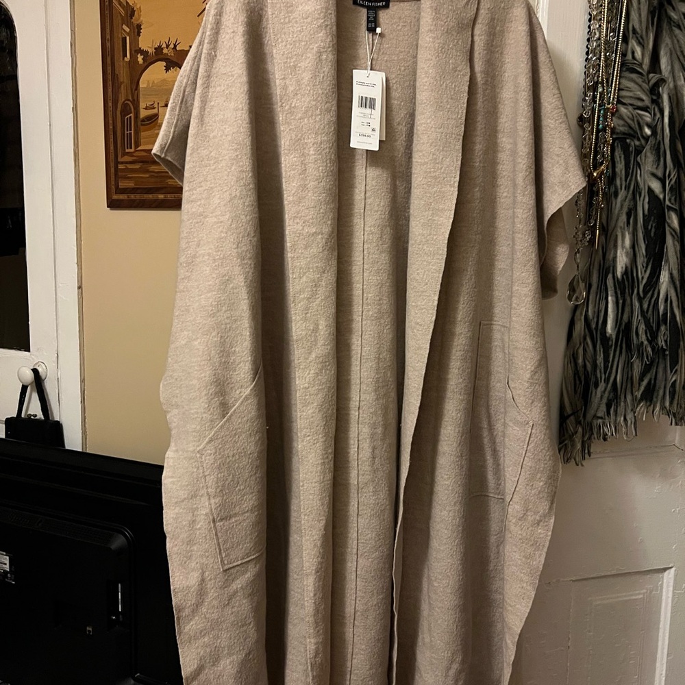 Eileen Fisher Tan Cape Jacket.  It will fit:  M/L